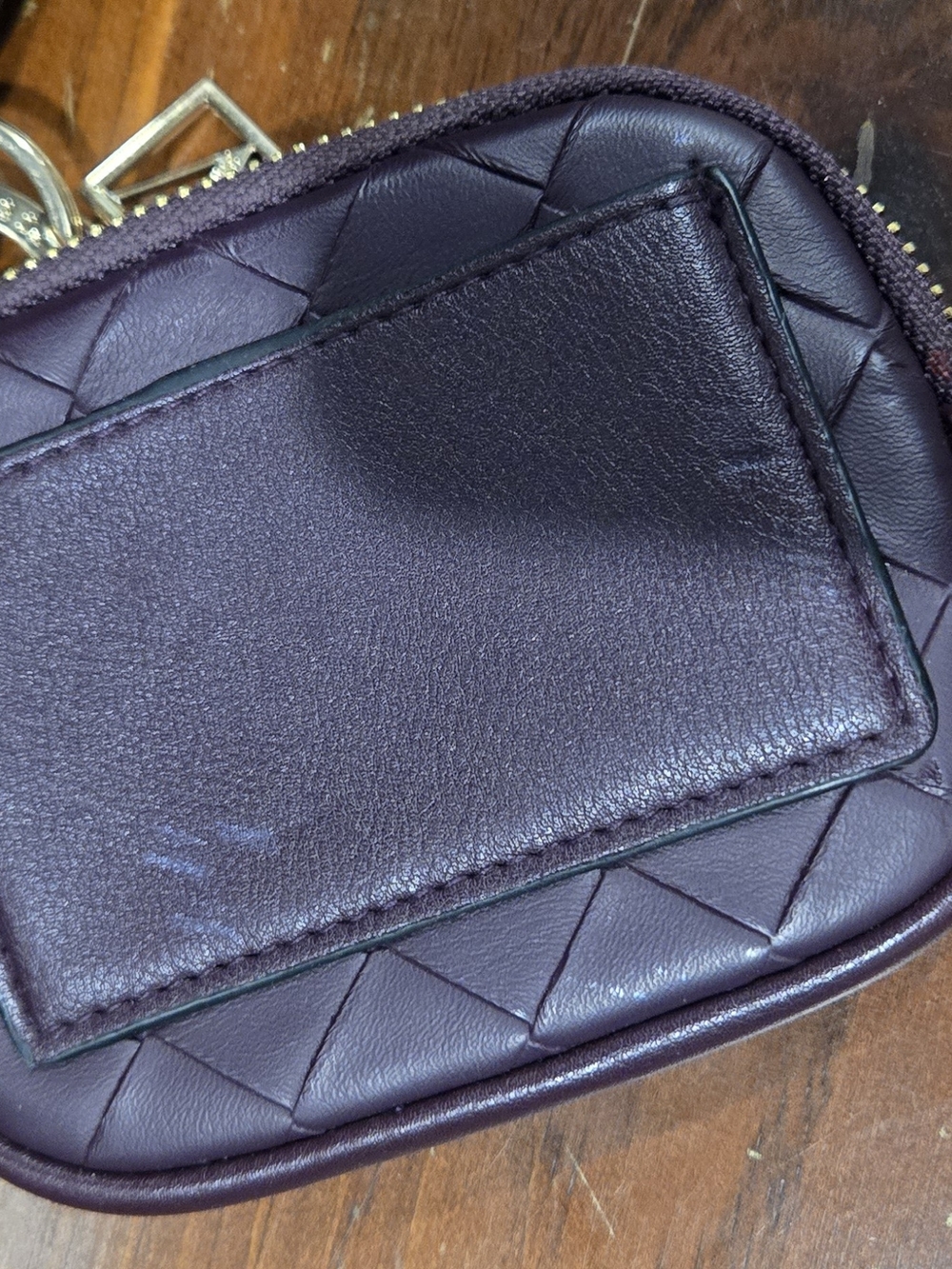 Victoria's Secret Quilted Wristlet Key Pouch in Deep Plum - Picture 3 of 4